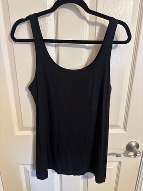 Halogen Scoop Neck Relaxed Fit Sleeveless Tank Top, Black, Sz XL